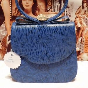 Blue Snake-Skin Print Fashion Hand Bag